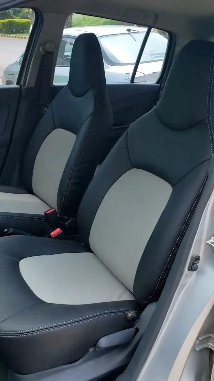 image showing black and grey car seat covers by denali automotive leather, best car seat covers in pakistan, car poshish near you