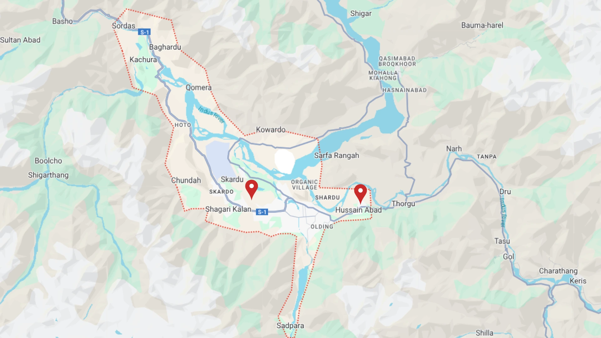 skardu location map with marked locations, Denali car seat cover locations in skardu