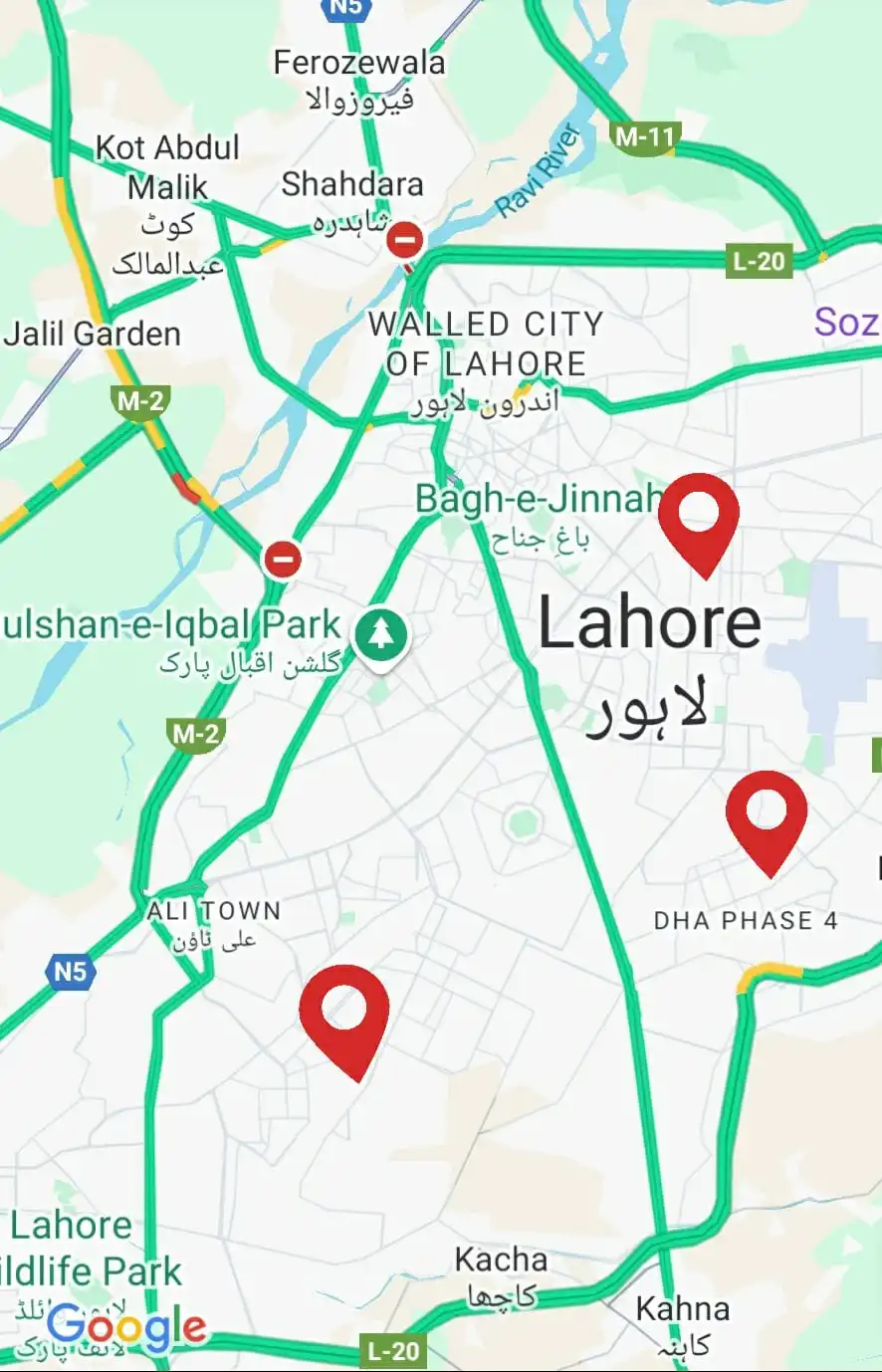 lahore location map with marked locations, Denali car seat cover locations in lahore